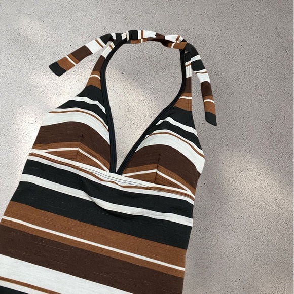Sessa Brown & Black Halter Swim Top - Picture 2 of 4